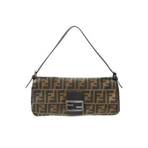 FENDI Mamma Bucket Hobo Shoulder Bag Zucca Canvas Leather Brown Black